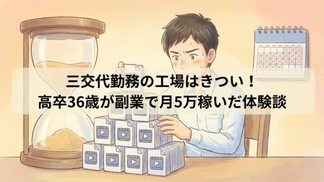 三交代勤務の工場はきつい！高卒36歳が副業で月5万稼いだ体験談