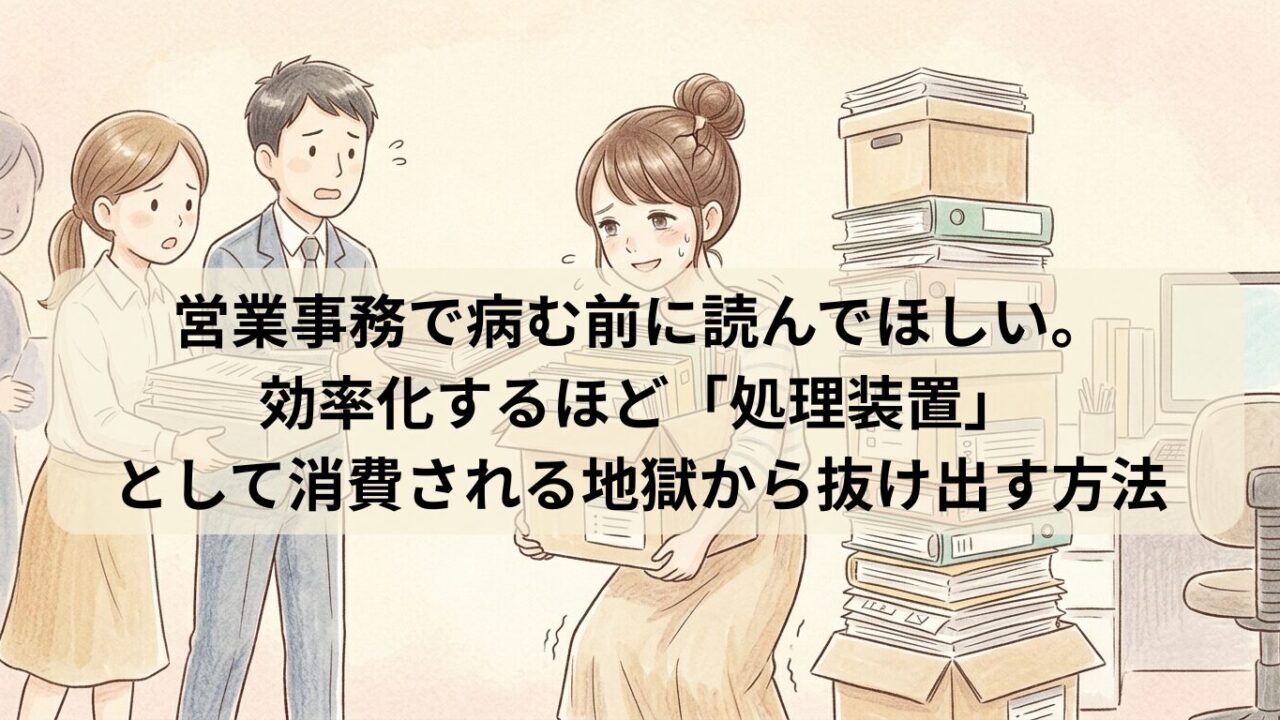 営業事務で病む前に読んでほしい。 効率化するほど「処理装置」 として消費される地獄から抜け出す方法
